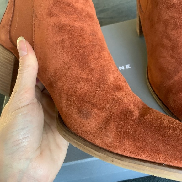 EVERLANE SUEDE BLOCK HEEL BOOT - RUST - Size 11 - Picture 8 of 9